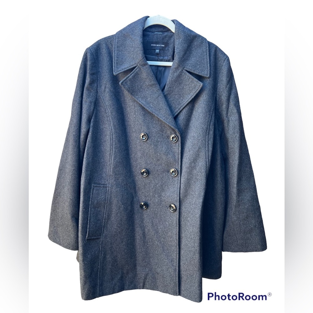 Jones New York Charcoal Double Breasted Pea Coat Size 20W